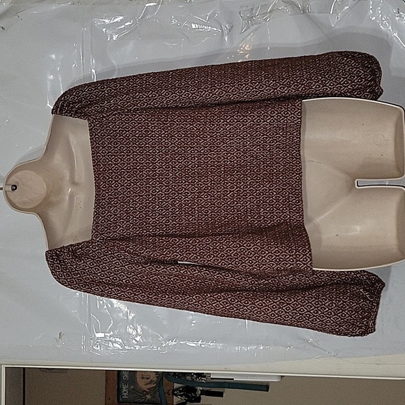 MADEWELL Square Neck Blouse Long Puff Sleeve Geometric Print Top M Beach Coastal - Picture 4 of 6